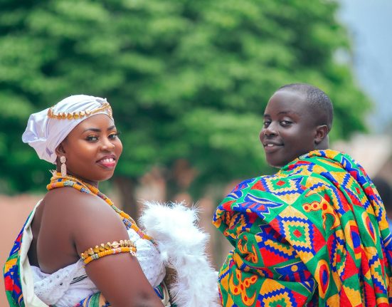 young man and woman in traditional wedding ceremony.