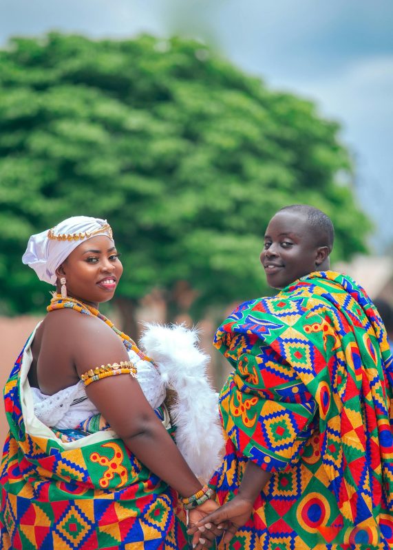 young man and woman in traditional wedding ceremony.